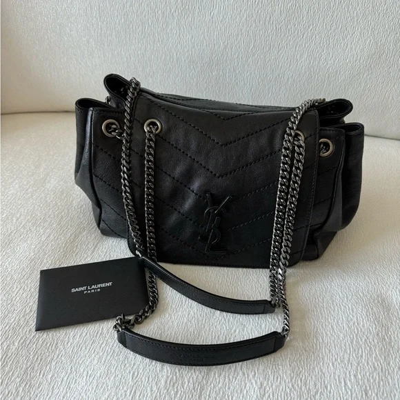 YSL Saint Laurent Nolita Black Grainskin Leather Handbag - Picture 9 of 16